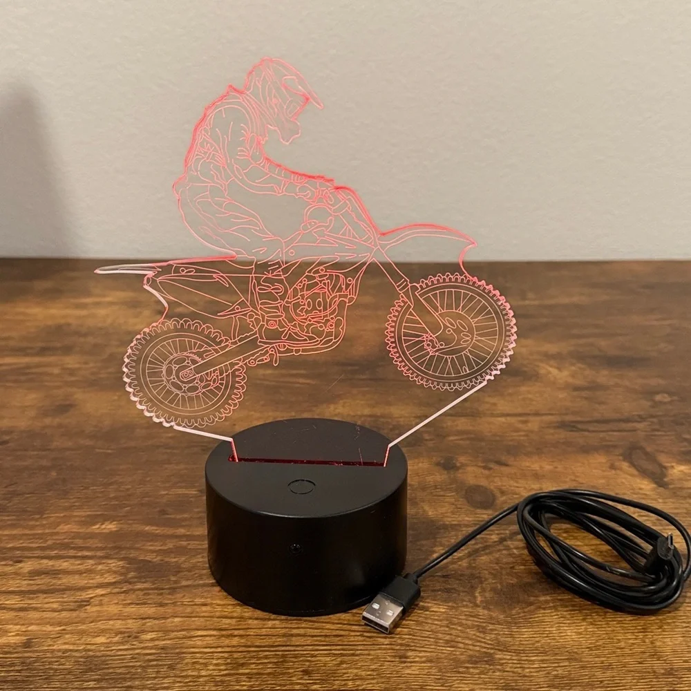 Blue LED Motorcycle 3D Night Light